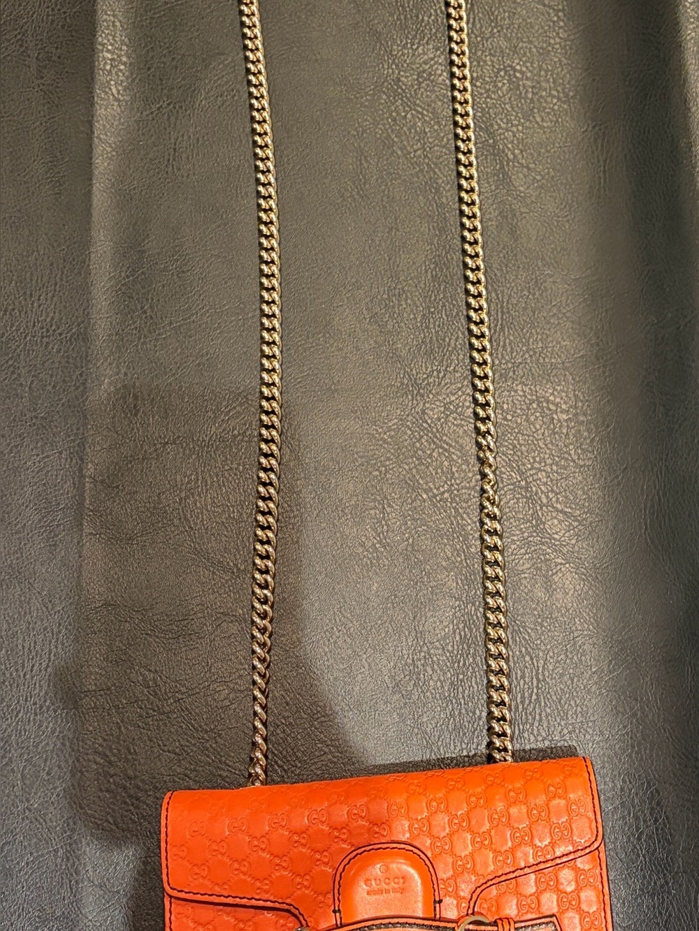 Vintage Gucci Orange Leather Monogrammed/Emblam Mini Bag with Horsebit Tassels - Picture 15 of 16